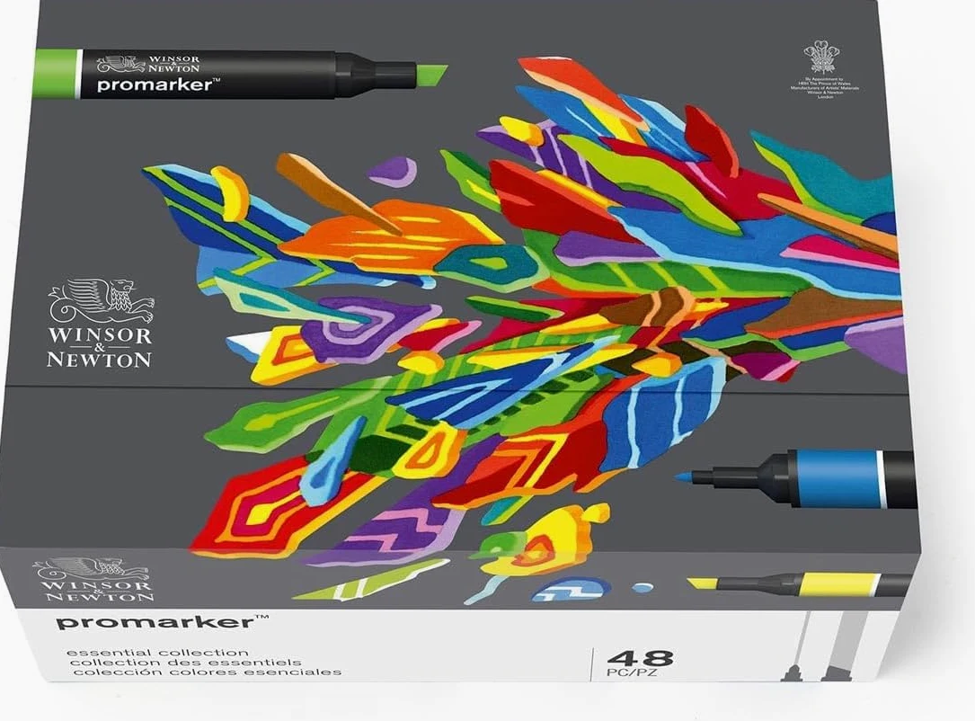 PROMARKER SET 48 WINSOR&NEWTON ESSENTIAL COLLECTION PENNARELLI DOPPIA PUNTA LETRASET PANTONI + CARTELLA COLORI IN OMAGGIO!!