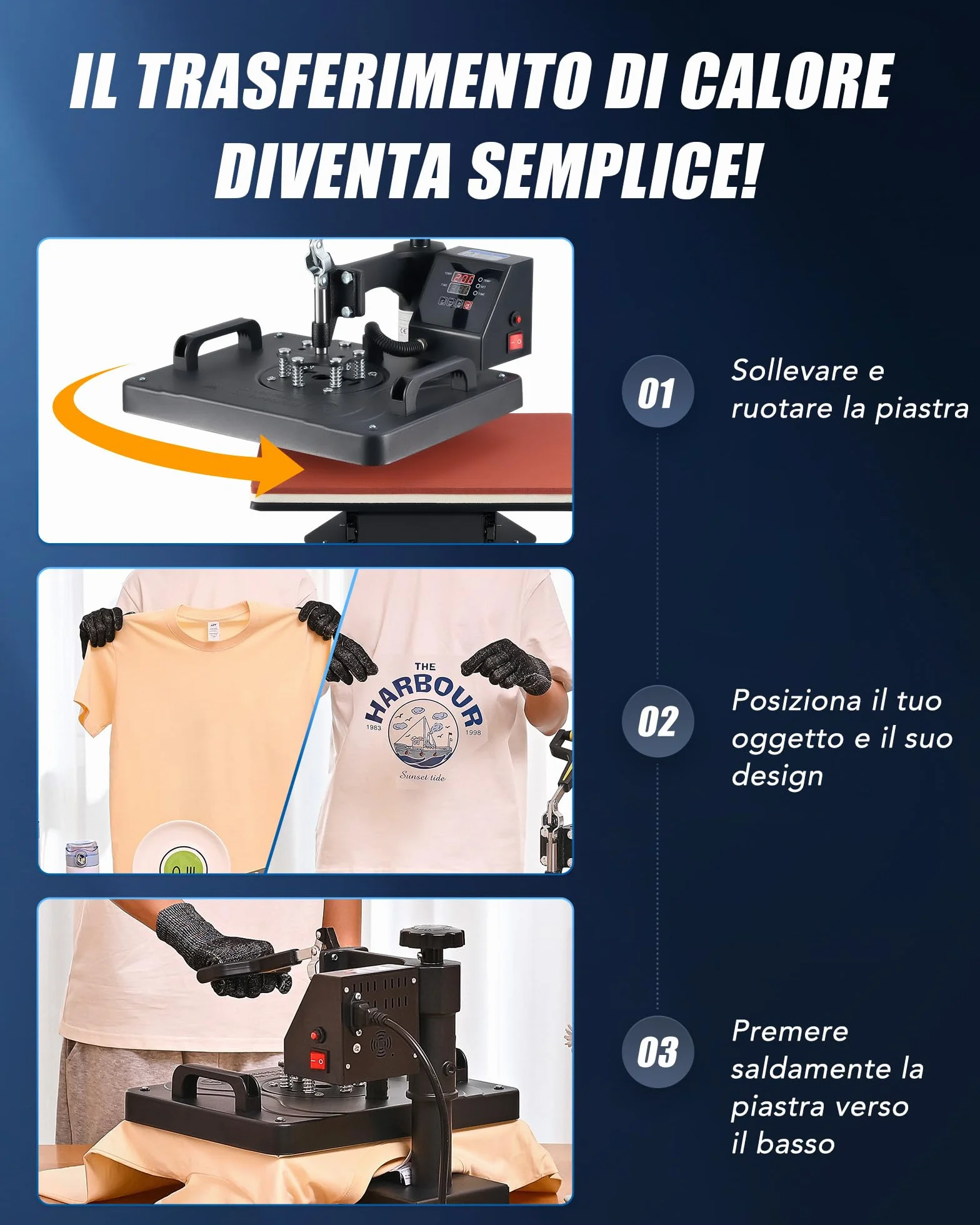 CREWORKS 8 in 1 Pressa a Caldo 30 x 38 cm Termopressa per Magliette Sublimazione