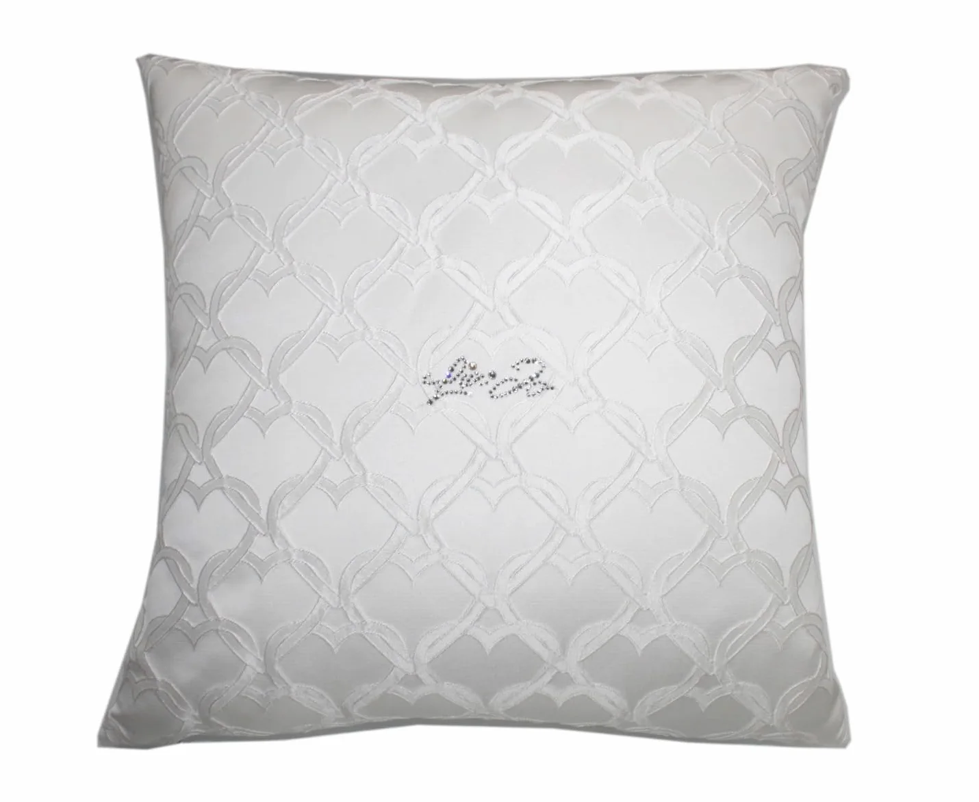 Russo Tessuti Cuscino Decorativo Chain of Hearts Cuori Arredo Casa LIUJO Liu Jo Strass 40X40-Bianco
