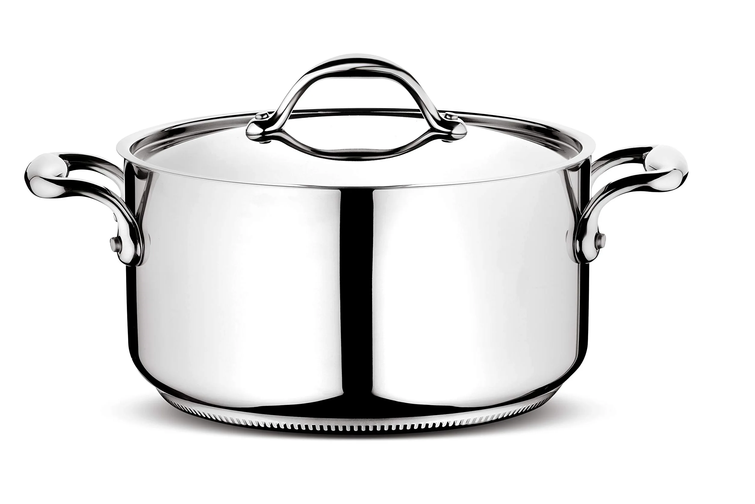 Lagostina Accademia Lagofusion Casseruola Fonda con 2 Maniglie e Coperchio, Acciaio Inossidabile, Argento, 22 cm