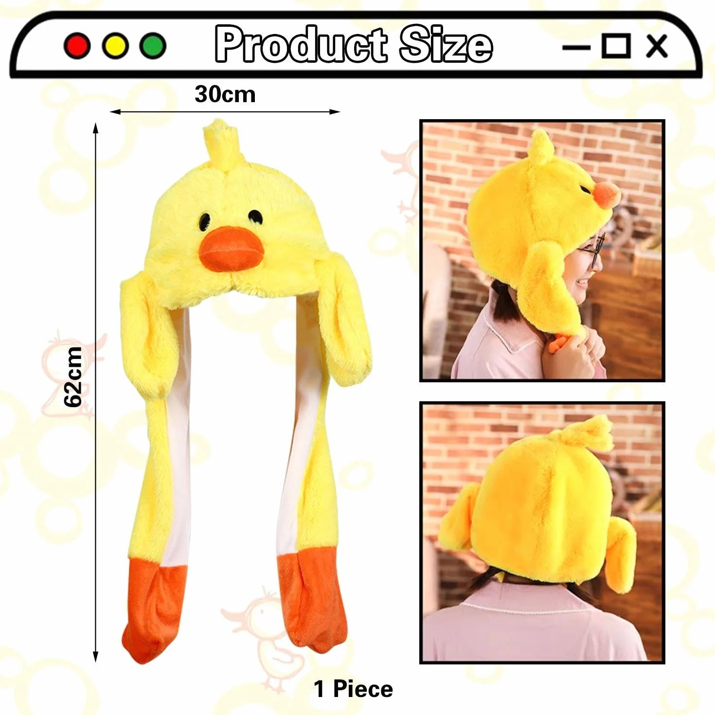 Cappello da Cartone Animato Peluche con Orecchie Mobili, Design Creativo Divertente