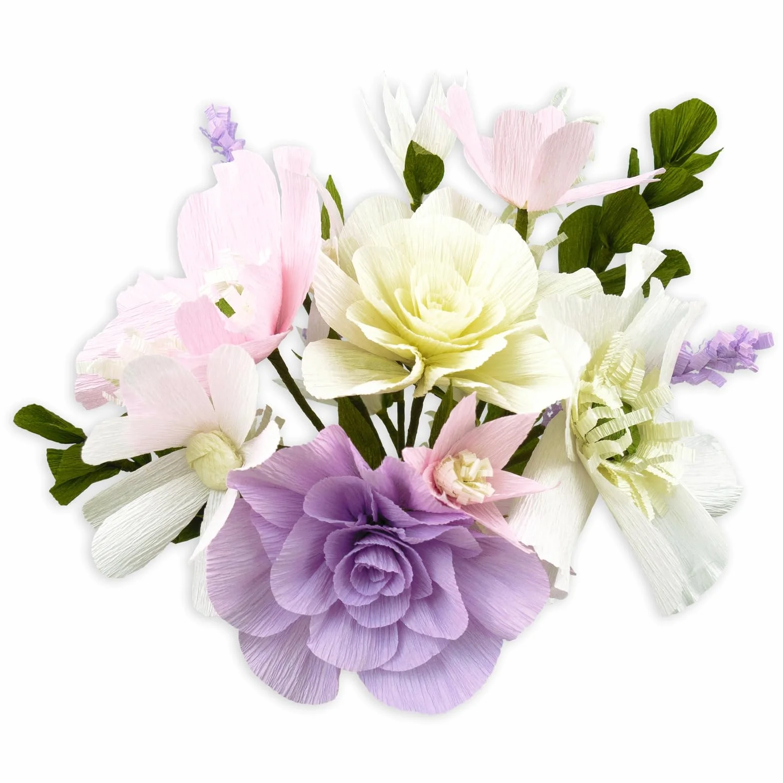 URSUS Set di fiori viola fai da te in carta crespa, bouquet con rosa, lavanda, eucalipto e papavero