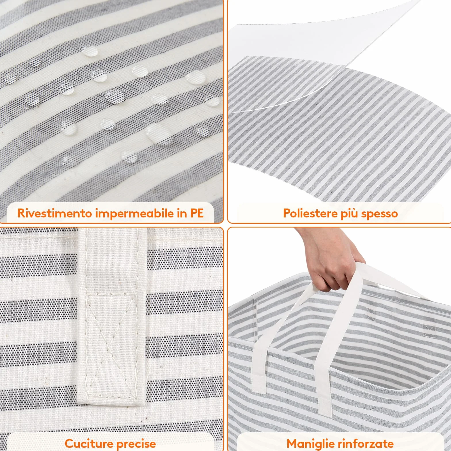 Lifewit Cesto Portabiancheria, Grande Cesta Portabiancheria Pieghevole con Manici Allungati, Portabiancheria Sporca, Laundry Basket per Vestiti, Asciugamani, Coperte, Grigio, 80 L, Set di 2