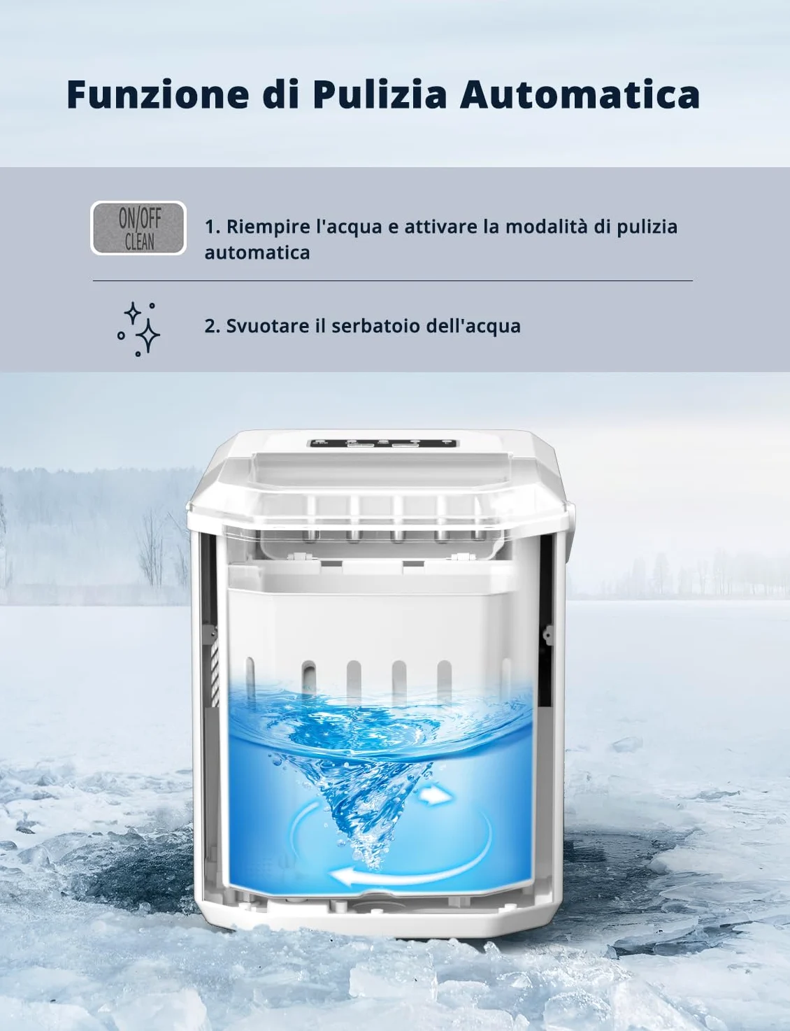 Macchina Ghiaccio 12kg/24h, Macchina del Ghiaccio Casa Autopulente 1,5L, Macchina per il Ghiaccio Professionale, Pronto in 6 Minuti, con Maniglia/Silenzioso/Paletta/Cestello, Nero