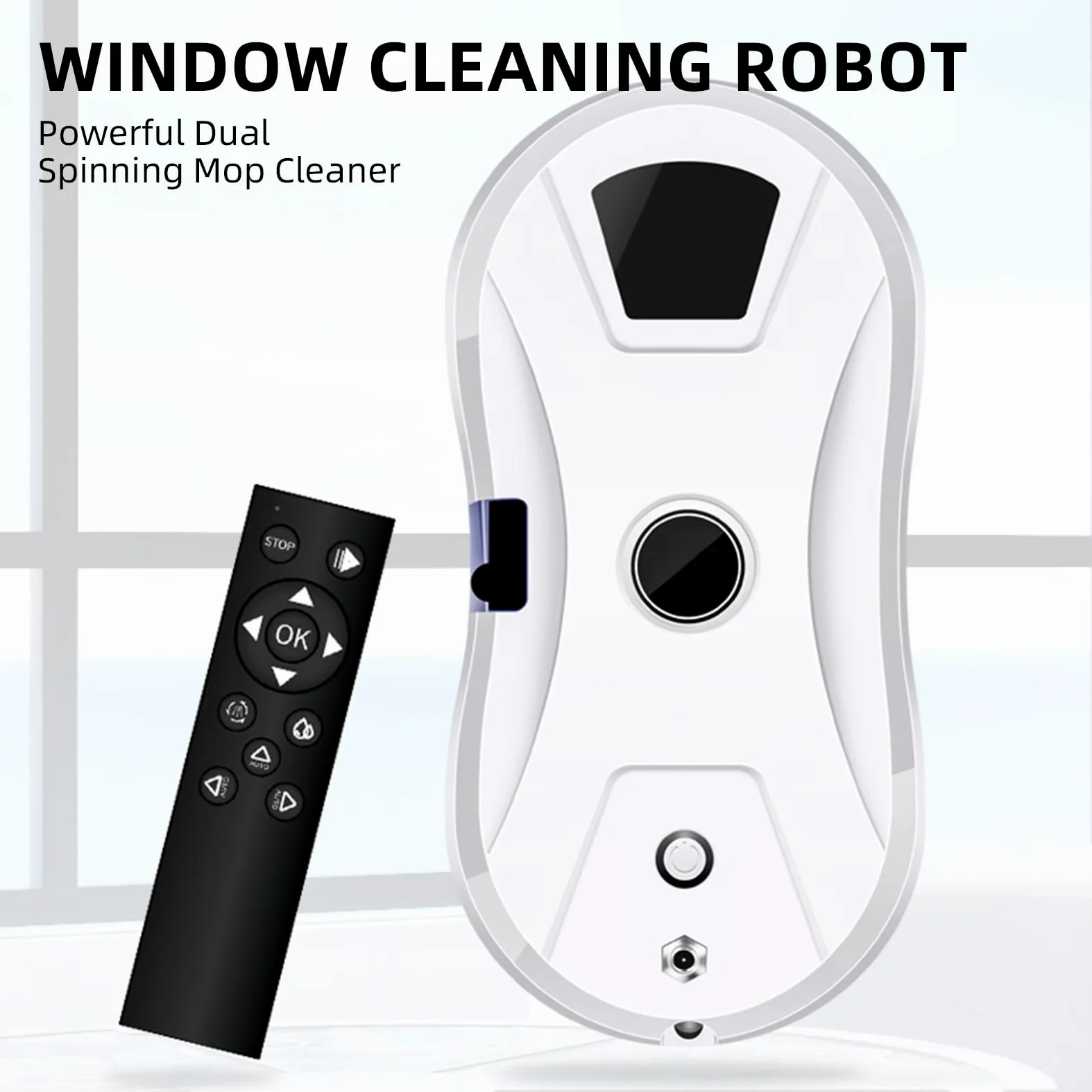 Robot Lavavetri, Lavavetri Elettrico con Getto automatico Spruzzo Lavavetri Elettrico con Telecomandato Robot lavavetri Elettrico 5600pa Forte potenza di aspirazione per grandi finestre esterne