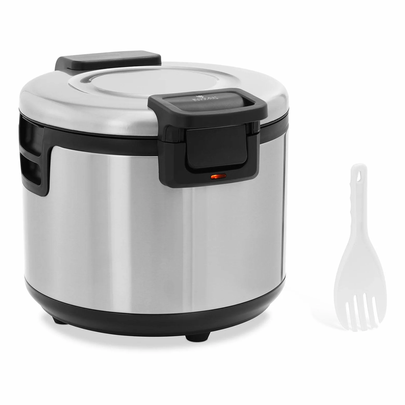 Royal Catering RCRK-2S - Scalda riso elettrico, 26 l, 110 W, con rivestimento antiaderente, Ø 380 mm, con cucchiaio di riso