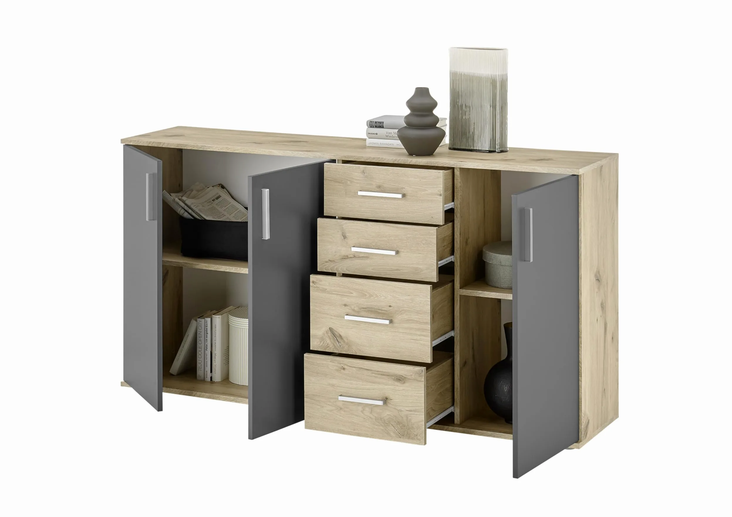 AVANTI TRENDSTORE Bea - Cassettiera/comó in Legno Laminato nella misura 160x84x35 cm, disponibile in diversi colori. Perfetto per soggiorni, ingressi o camere da letto