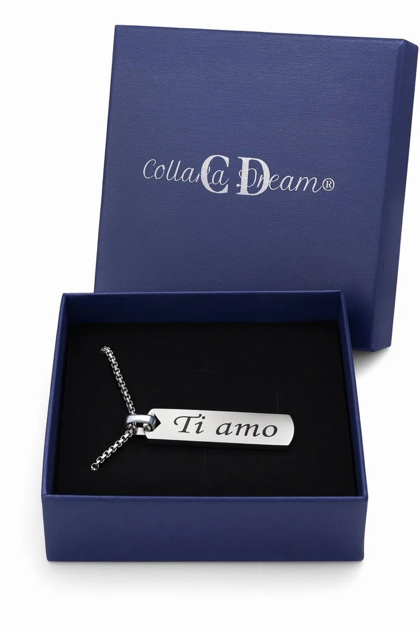 Collana Personalizzata Bifacciale in Acciaio – Incisione Sguardo e Frase – Idea Regalo Uomo Donna