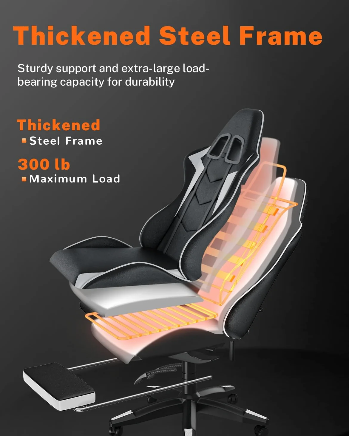 Racingreat Sedia da gaming, ergonomica, per gamer, con cuscino lombare e poggiatesta, regolabile in altezza, sedia per computer, per ufficio, per adulti, ragazze e ragazzi (Con poggiapiedi,Bianco