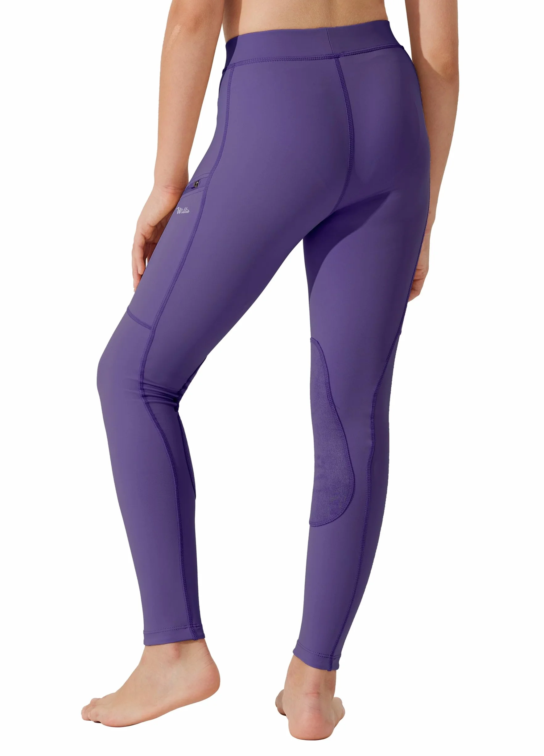 WILLIT Pantaloni da equitazione per bambini, inserti al ginocchio, estivi, traspiranti, elastici con tasche