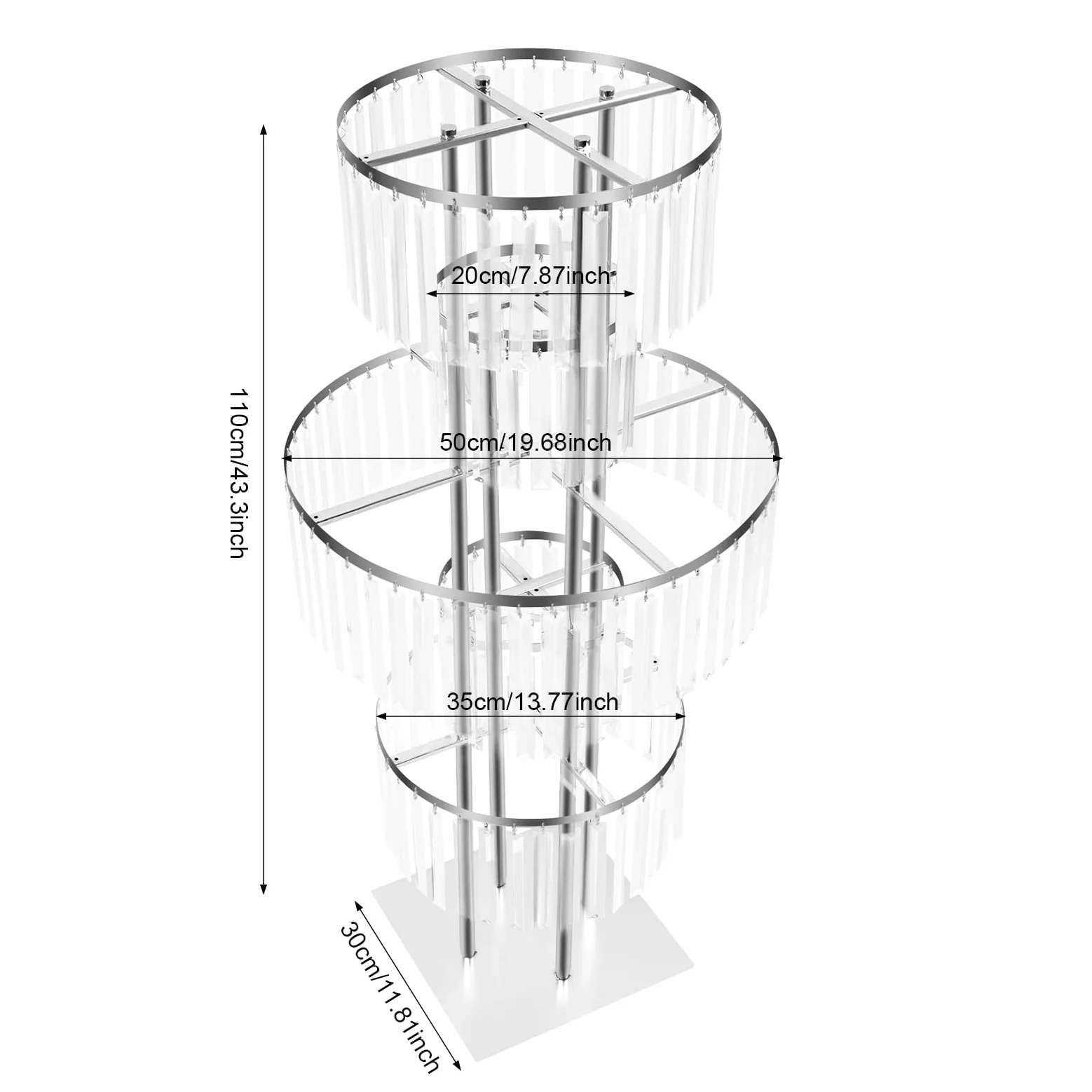 5 livelli di cristallo per matrimonio, colonna di fiori, altezza 110 cm, supporto decorativo in metallo, per matrimonio, fidanzamento, compleanno, decorazione da tavolo, argento