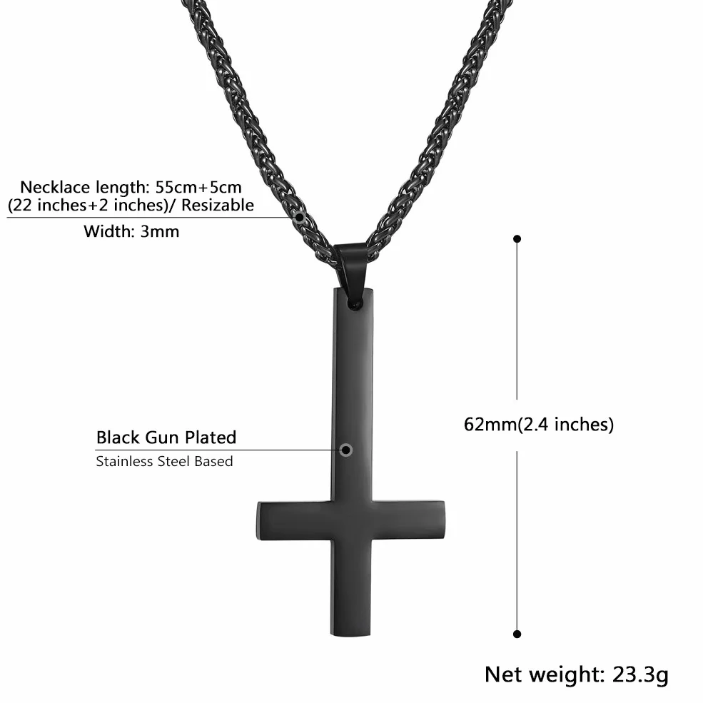 PROSTEEL Collana Pendente Croce Inversa Acciaio Inossidabile Placcato Oro 18K Catena Regolabile Hip Hop Punk Rock