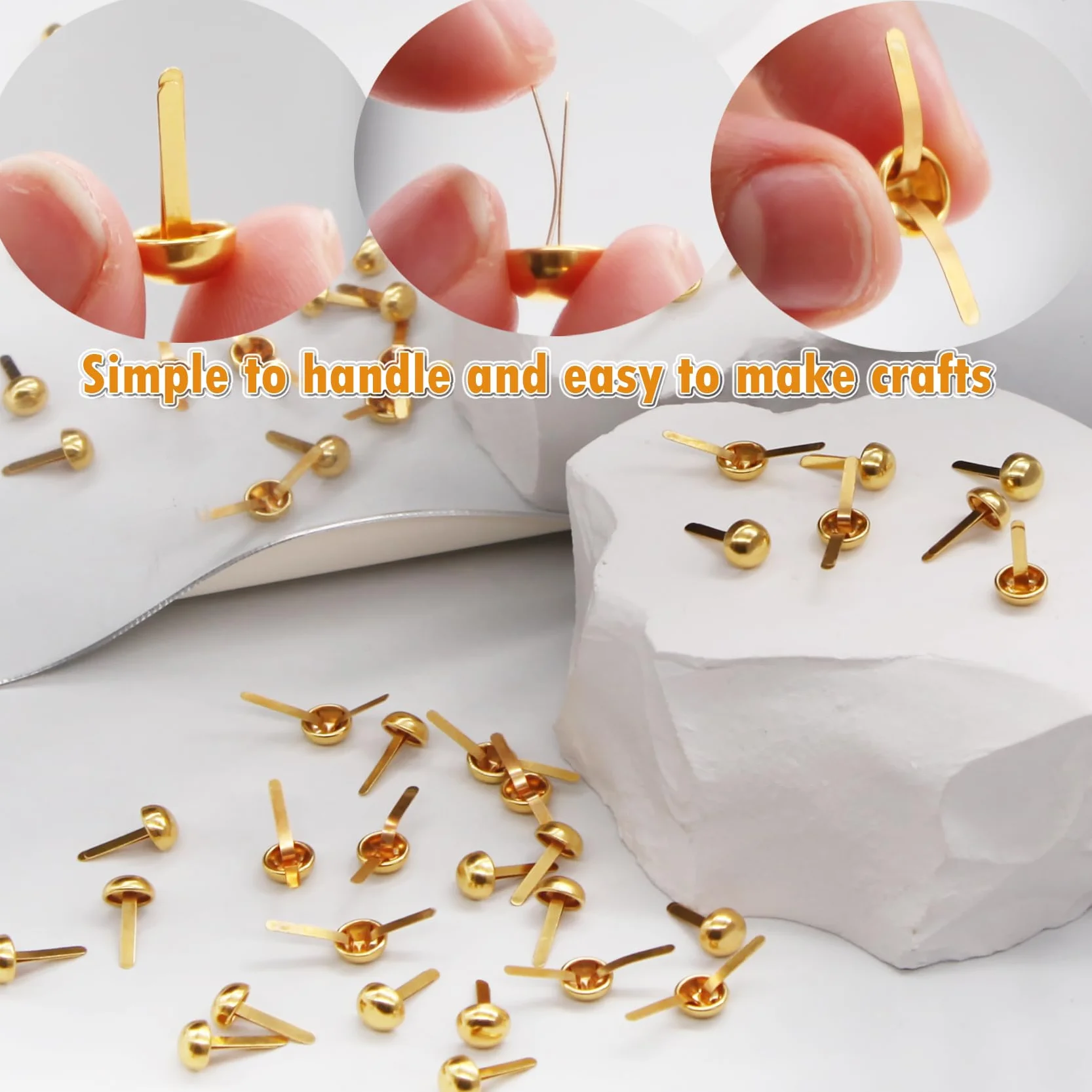 EuTengHao 700Pcs Ottone Elementi di fissaggio Scrapbooking Brads Testa rotonda Ottone placcato Elementi di fissaggio per l'artigianato Arte Artigianato Scuola Progetto Decorativo Scrapbooking