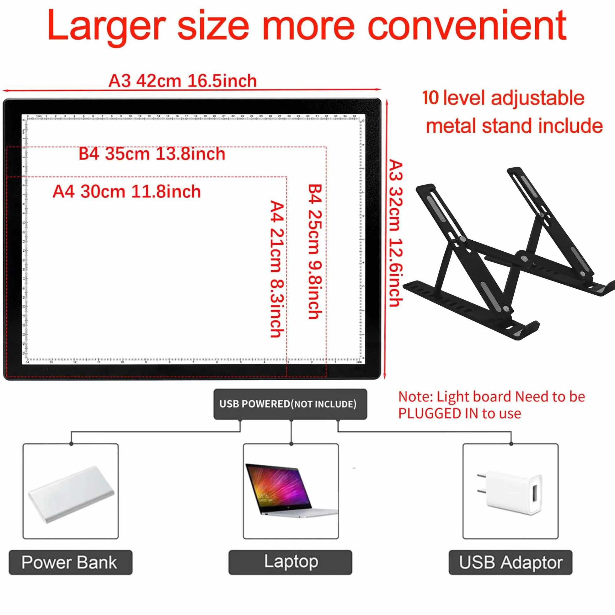 DONPEDOR A3 Tavoletta Luminosa LED Portatile 10 Livelli Luminosità per Diamond Painting, Disegno
