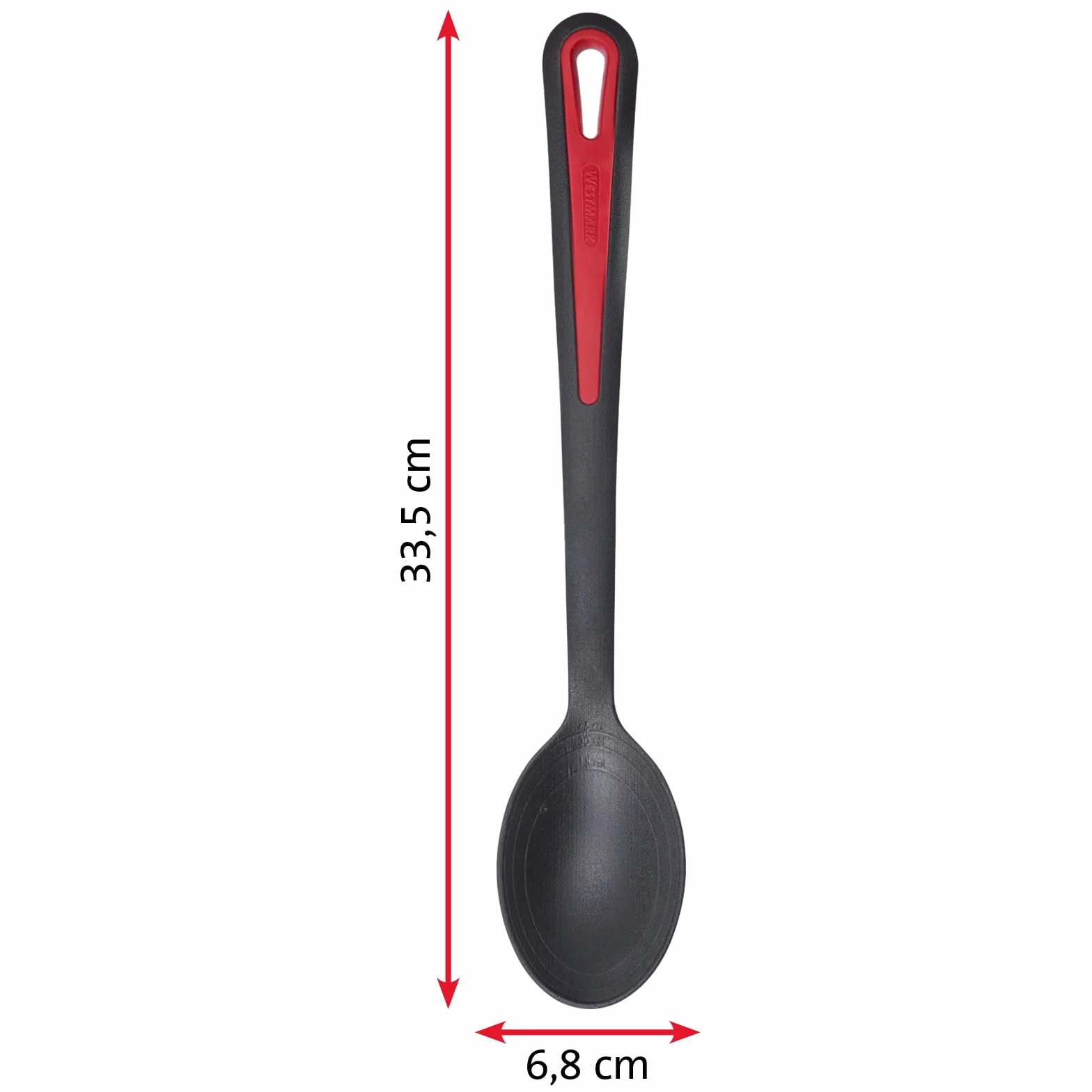 Westmark Gentle Plus 29612275 - Cucchiaio per verdure, resistente al calore fino a 270 °C / 518 °F, con testa extra profonda, scala interna: 15, 30 e 45 ml, in plastica, colore: Nero