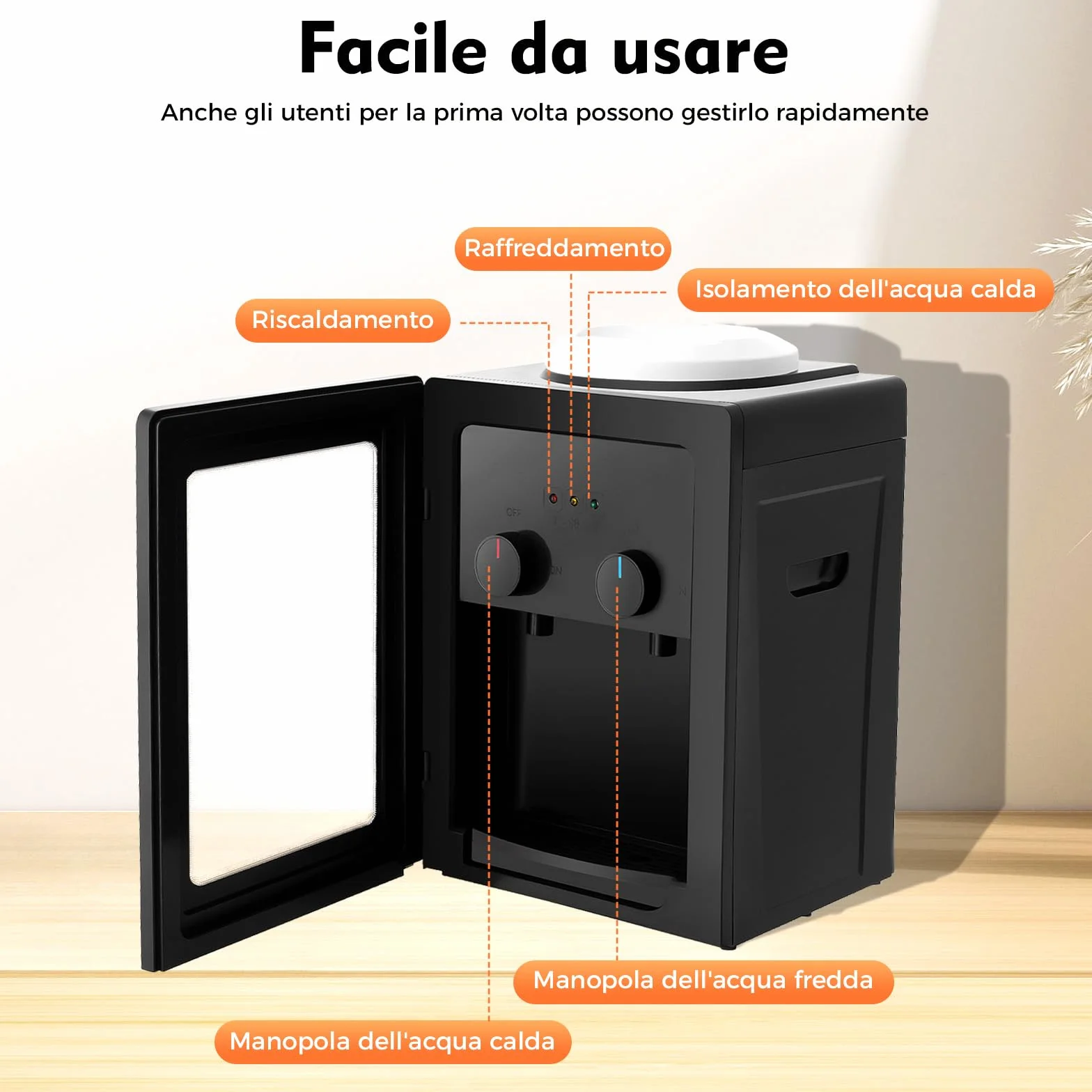 Distributore di acqua elettrico con raffreddamento e riscaldamento 85-95℃ autoportante