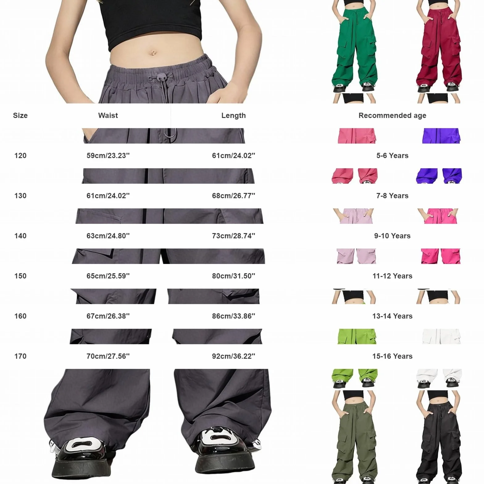 Pantaloni da jogging cargo larghi Y2K a vita alta per ragazza