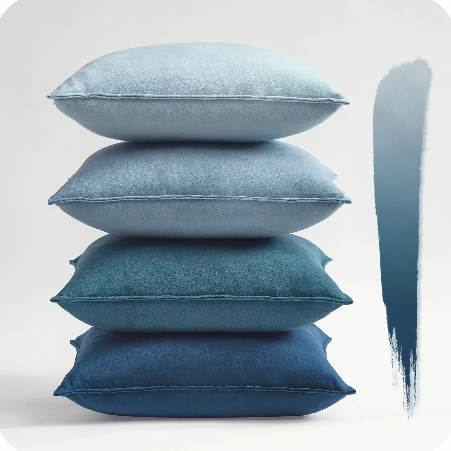 Topfinel Federe Cuscini in Velluto per Divano Blu 40x40 Set 4 Pezzi Copricuscini Quadrati Elegante Decorativa