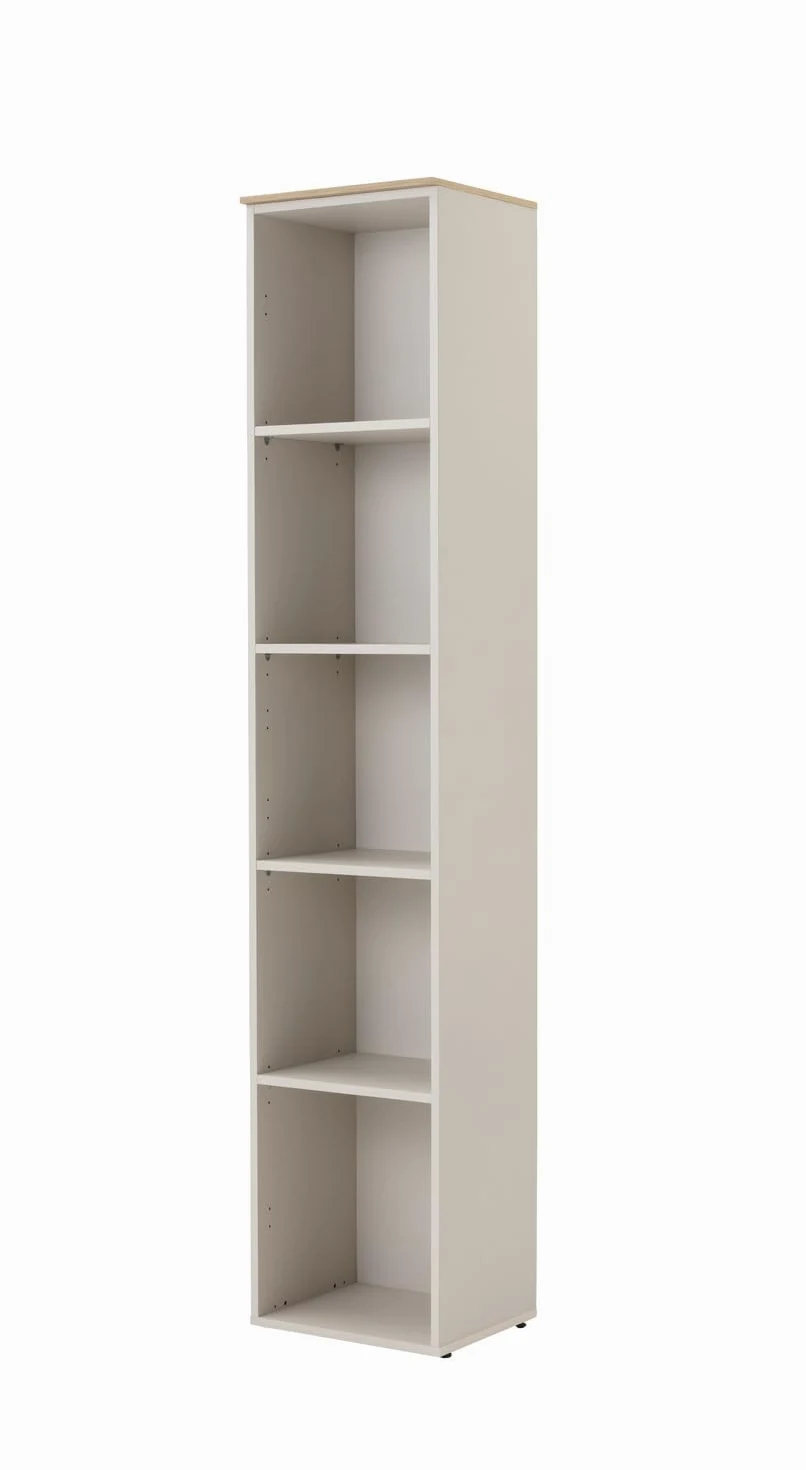 Composad | Libreria della Linea PRONTO con 5 Ripiani, Libreria per Ufficio e Home Office, Libreria Alta (LxAxP): 40x201,8x35,5 cm, Grigio Cashmere Topmatt e Rovere Mielato, Made in Italy