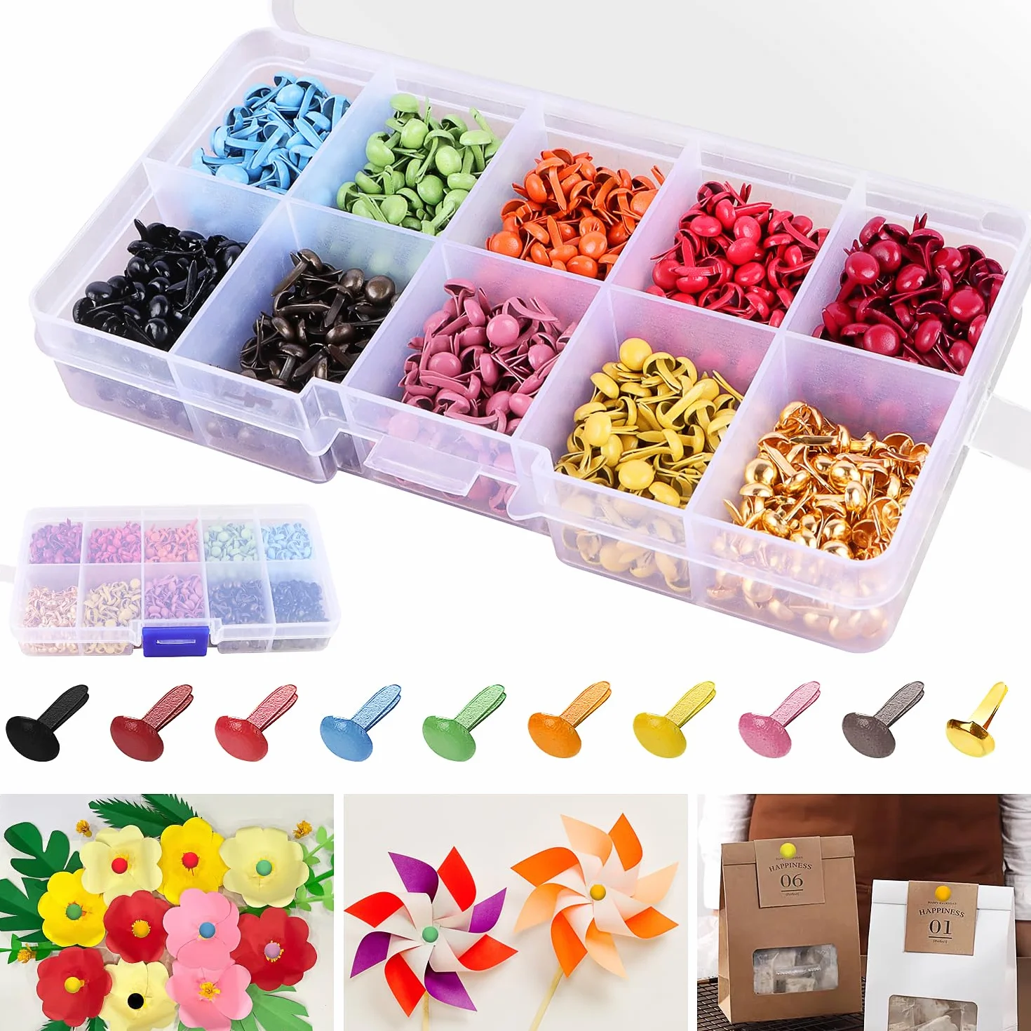 Fermacampioni Piccoli Metallo 4.5x8mm 1000pcs Elementi di Fissaggio in Carta Antiruggine Scrapbooking
