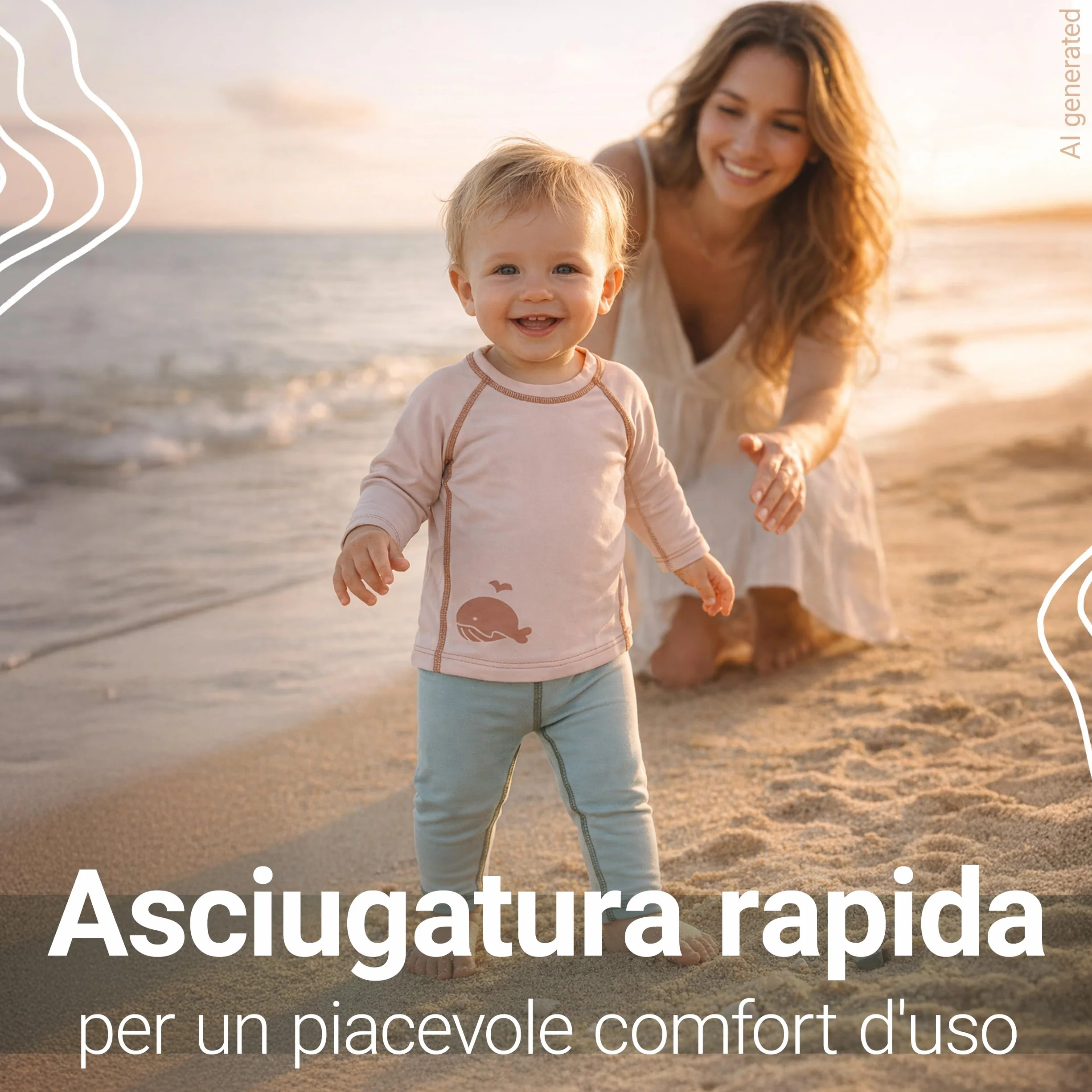 LaLoona Maglia Mare Protezione UV Neonato Manica Lunga con UPF 80+ Costume Bagno Asciugatura Rapida Oeko-Tex Standard 100