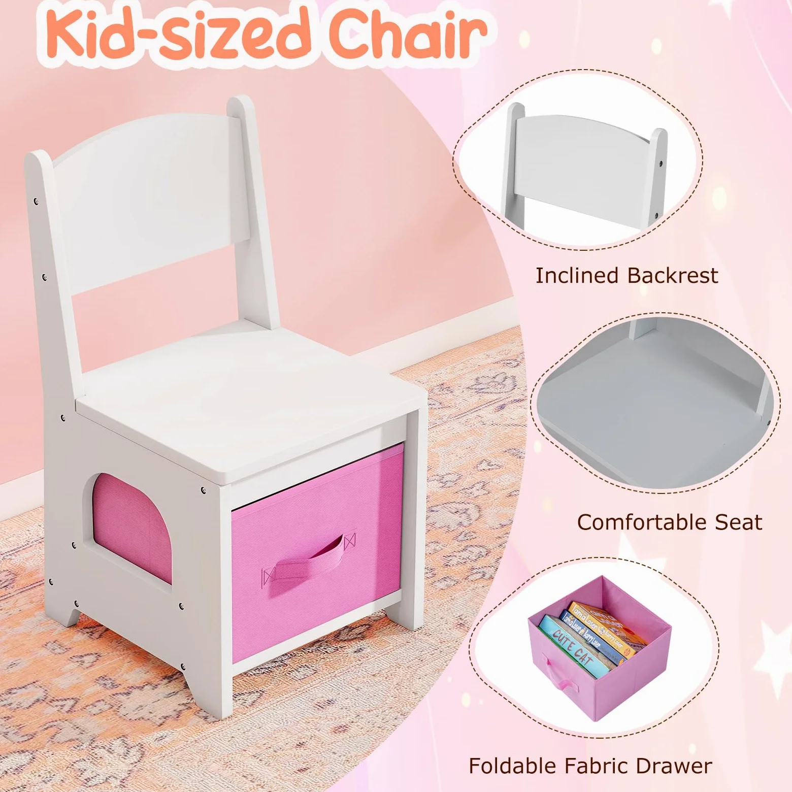 LIFEZEAL Specchiera Trucco per Bambina 3+Anni, con Luci, Sgabello, Sedia, Forma di Orsetto, Toeletta Tavolo, Postazione Makeup, con Armadio, Scomparti, Scatole, Cassetto, Accessori, Cameretta, Bianco