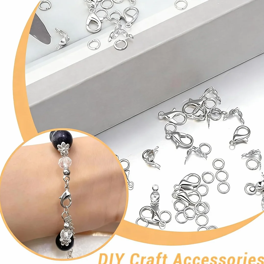 1140 pezzi chiusura a catena, Chiusure Gancetti per Braccialetti, gancetti per braccialetti, Ganci per Braccialetti fai da te, per collane, bracciali, cavigliere, gioielli fai da te, Argento