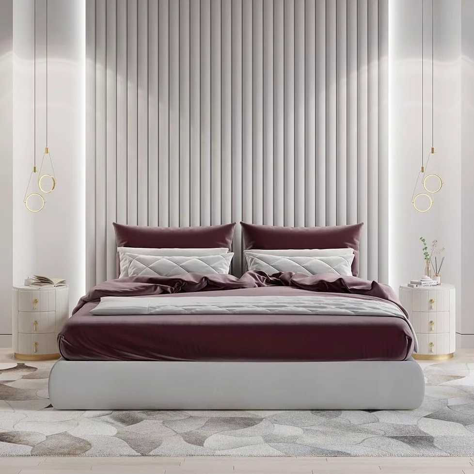 homary Comodino in velluto bianco con contenitore, comodino rotondo con 3 cassetti, tavolino in pietra per camera da letto, tavolini per soggiorno