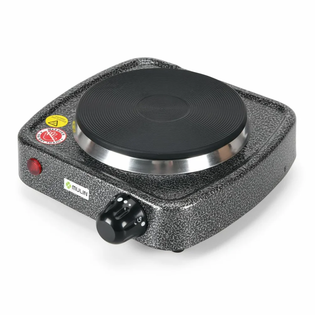 MULIN Piastra Elettrica 500W, Fornello Elettrico Compatto Ghisa Ø10,5 cm, da Tavolo Domestico Campeggio