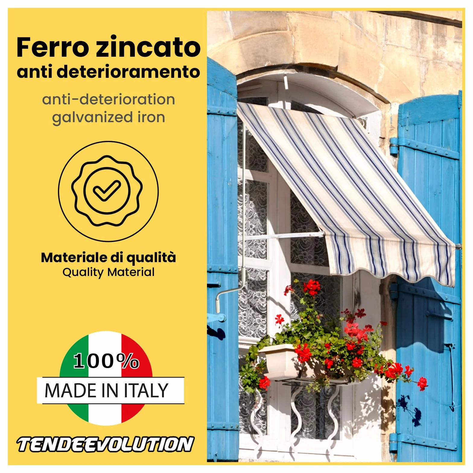 Manovella Tenda Sole Ferro Zincato Diametro 1,5 cm Lunghezza 100-250 cm Impugnatura Ergonomica Plastica Bianco 150 cm