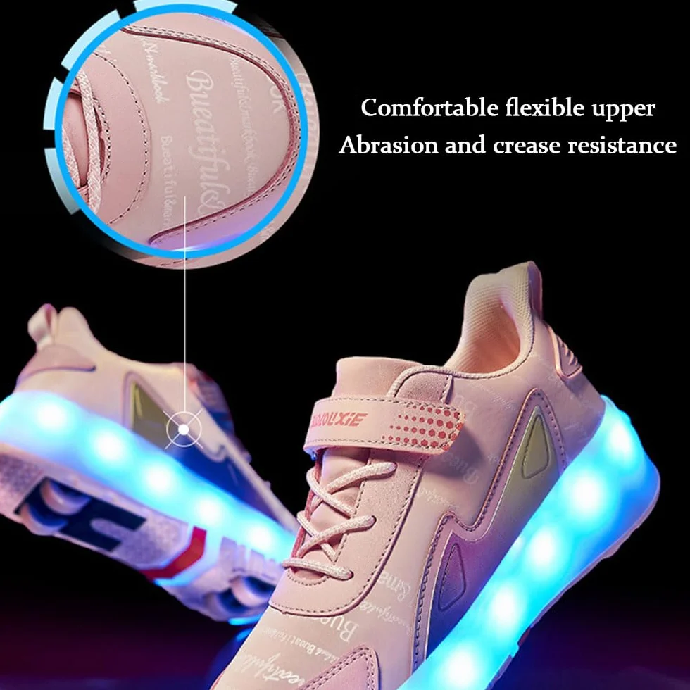 ENEN Scarpe con Rotelle Luce Bambina Bambini Sportive Scarpe da Skateboard 4 Ruote Sneakers Outdoor Multisport 27-43 EU