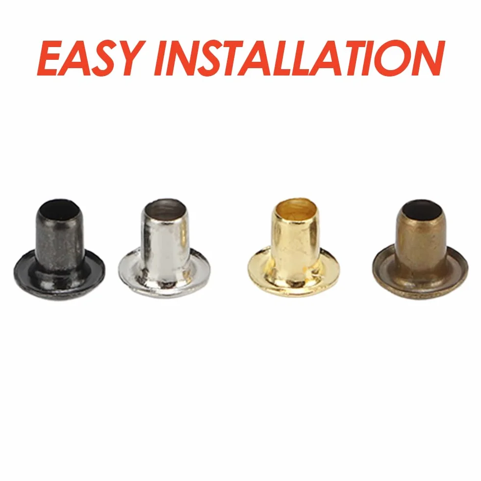 Kit occhielli in metallo per passacavi (2 mm) in ottone/ferro – ideale per borse, scarpe, abbigliamento e pelle; include punzoni e scatola pratica.