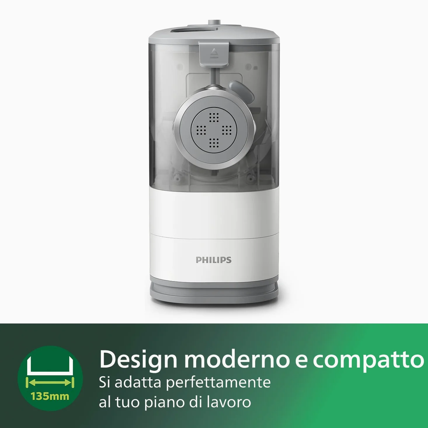 Philips Macchina per la Pasta - Completamente Automatica, con Auto Pesatura, 4 Trafile, Bianco/Champagne (HR2345/19)