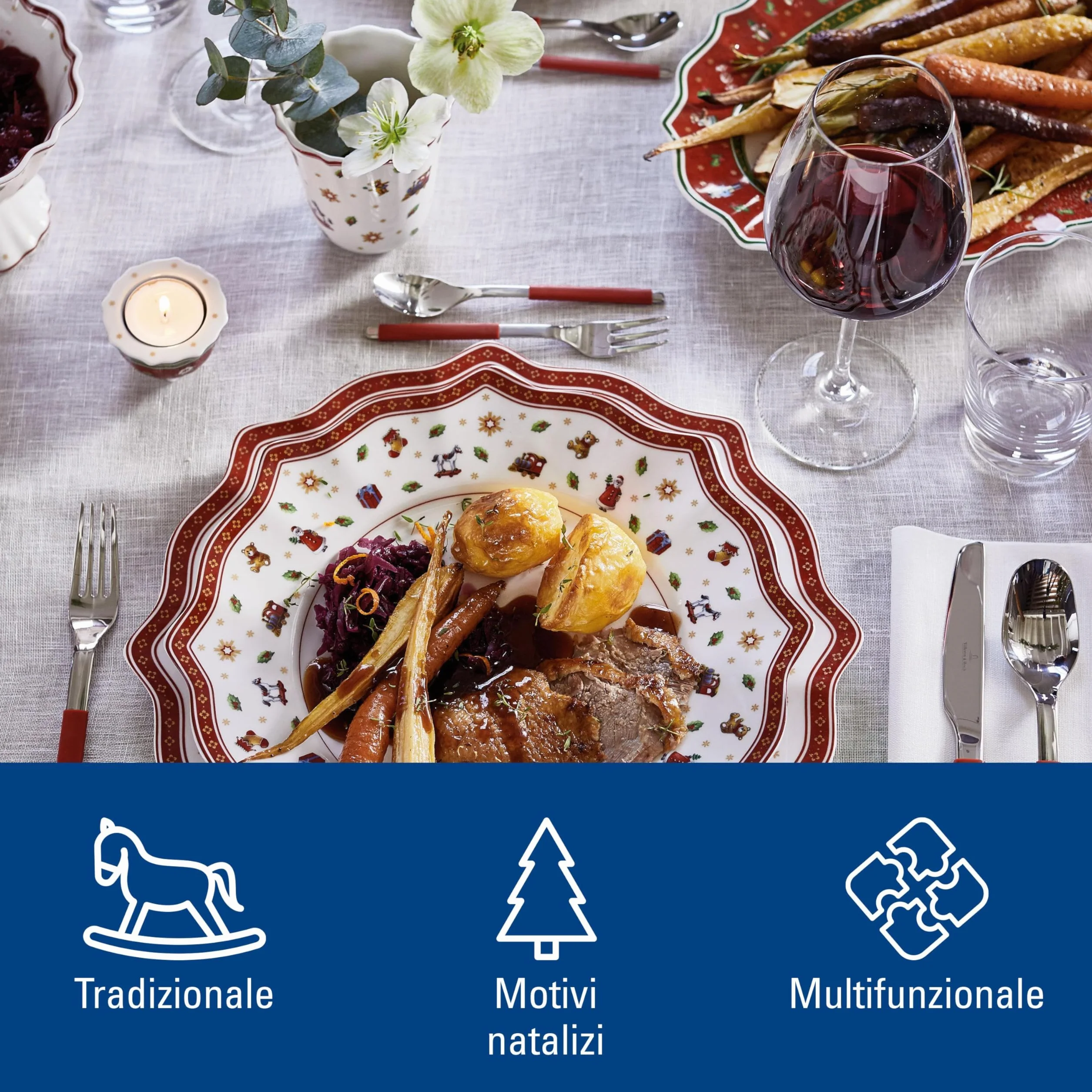 Villeroy & Boch Toy's Delight Piatto Segnaposto Ceramica Rosso Bianco Mikrowellengeeignet Weihnachten