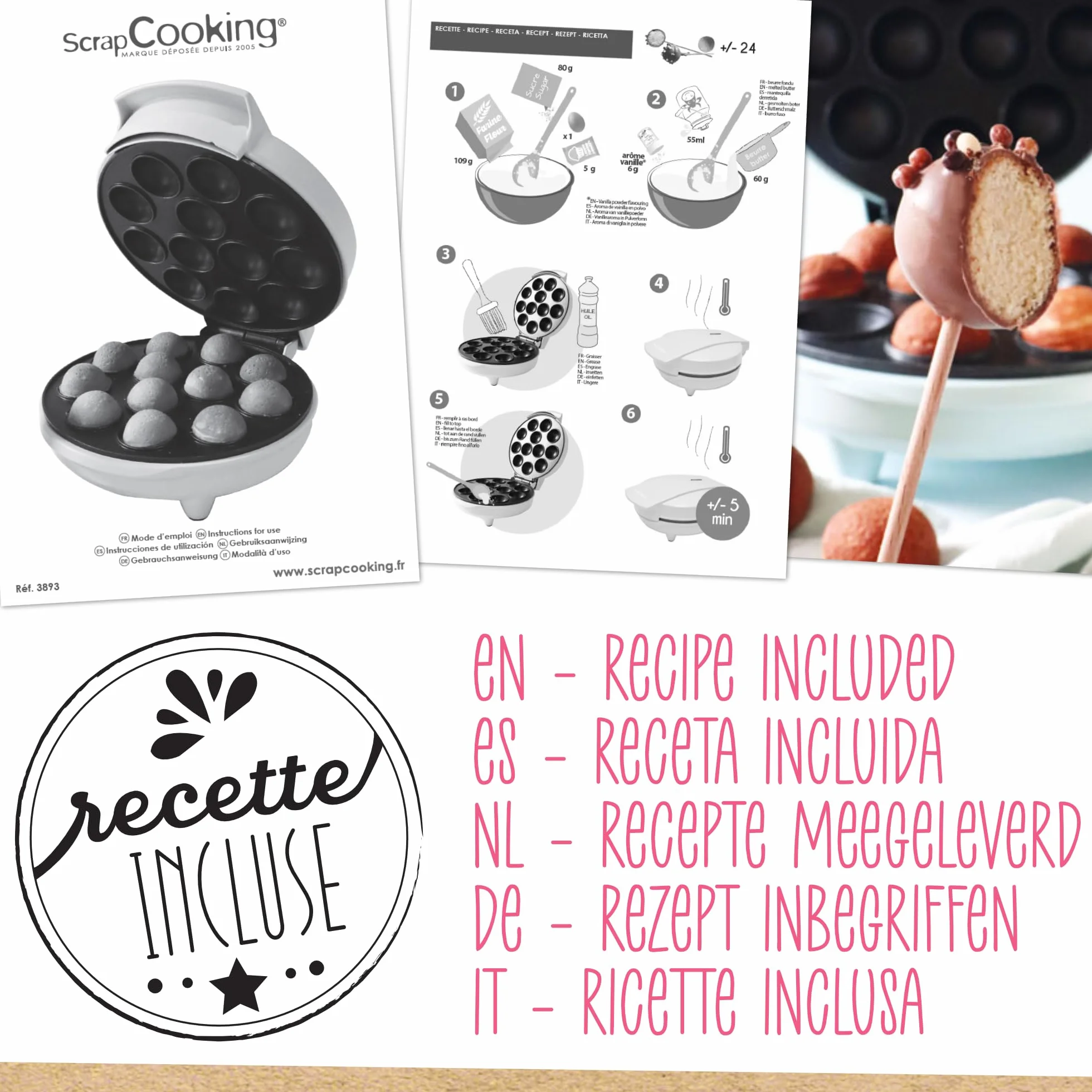 ScrapCooking - Macchina per Cakepops - Dispositivo Cake Pops Factory - Pronto in 5 minuti - Regalo Pasticceria Cucina Gustare - Ricetta Inclusa - 3893