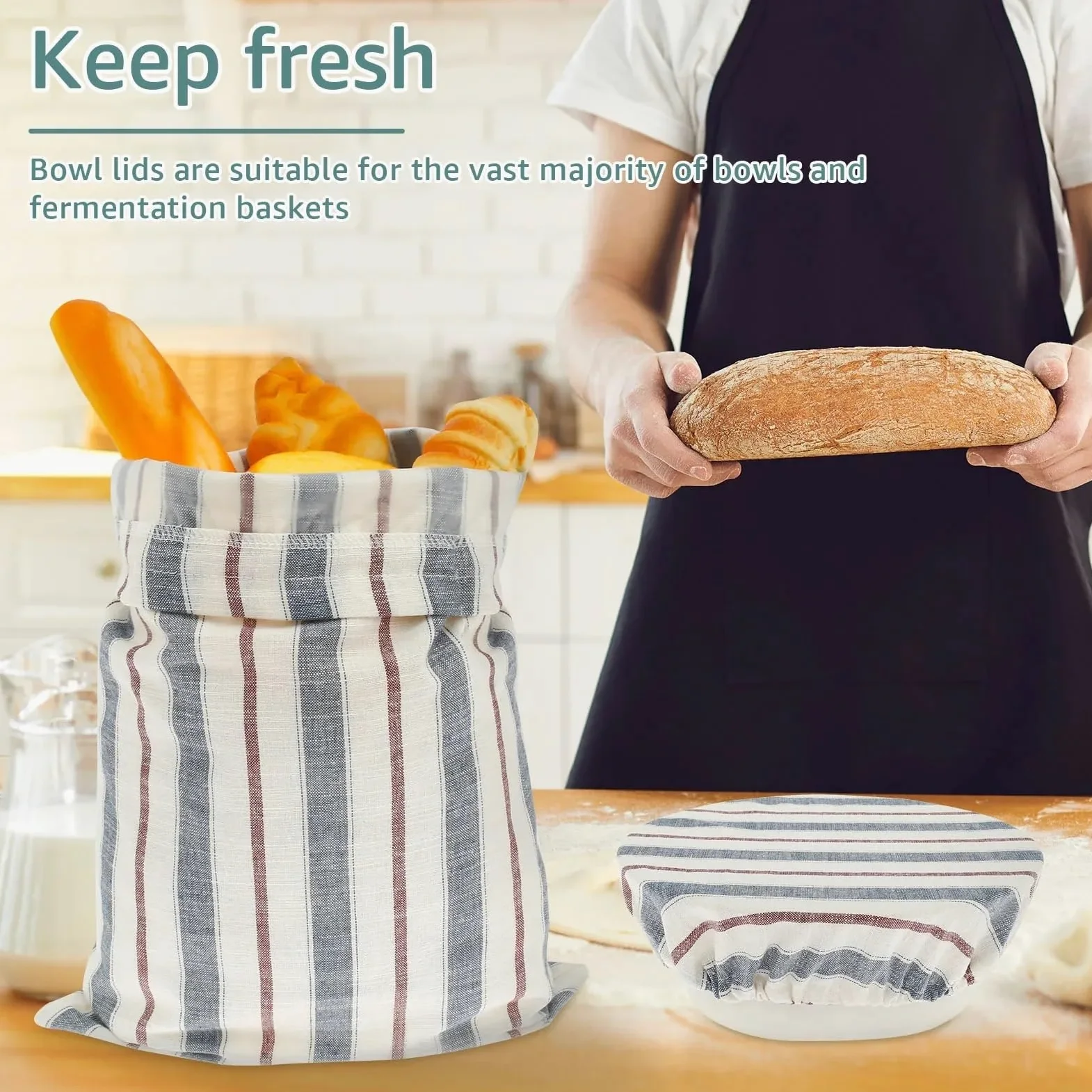 Sacchetti Per Pane In Lino Borsa for il pane in lino, 4 pezzi, riutilizzabile, con cordoncino, pasta madre non sbiancata