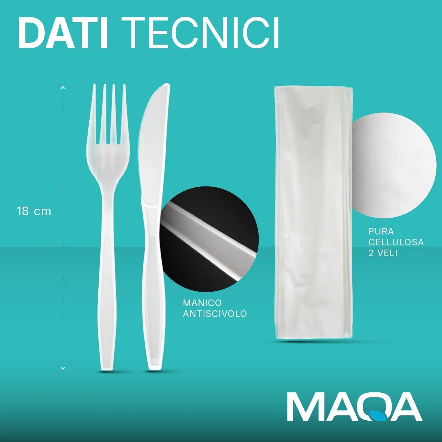 Posate Biodegradabili e Compostabili 500 Set – Forchetta e Coltello Imbustati Singolarmente, Resistenti fino a 70°C