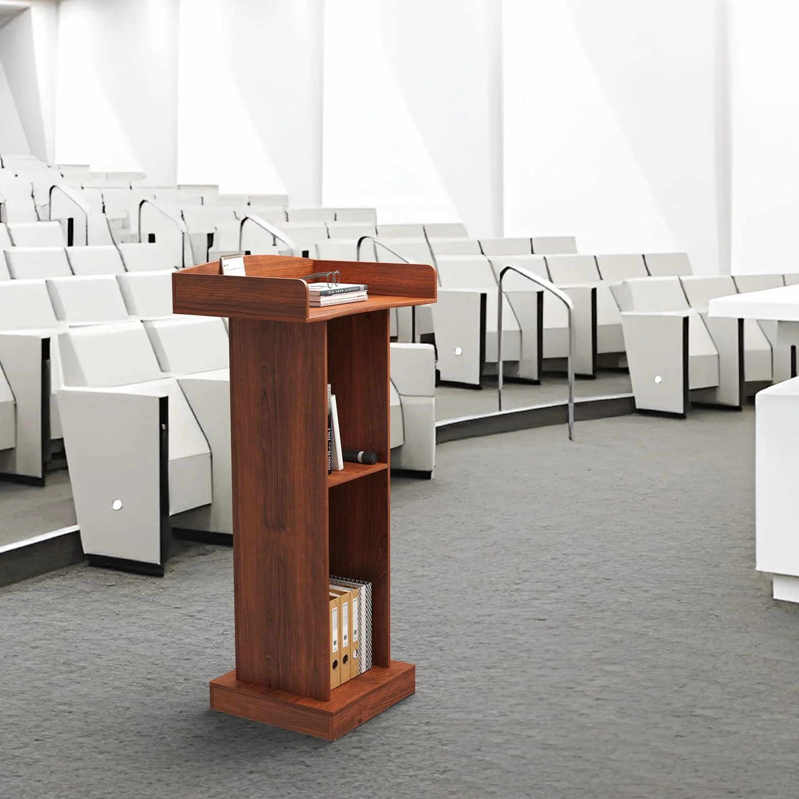 uyoyous Podio in piedi in legno, podio di presentazione sedia di chiesa leggio in piedi portatile per sala di classe ufficio, conferenza, sala da pranzo, ricevimento, 60 x 40 x 120 cm