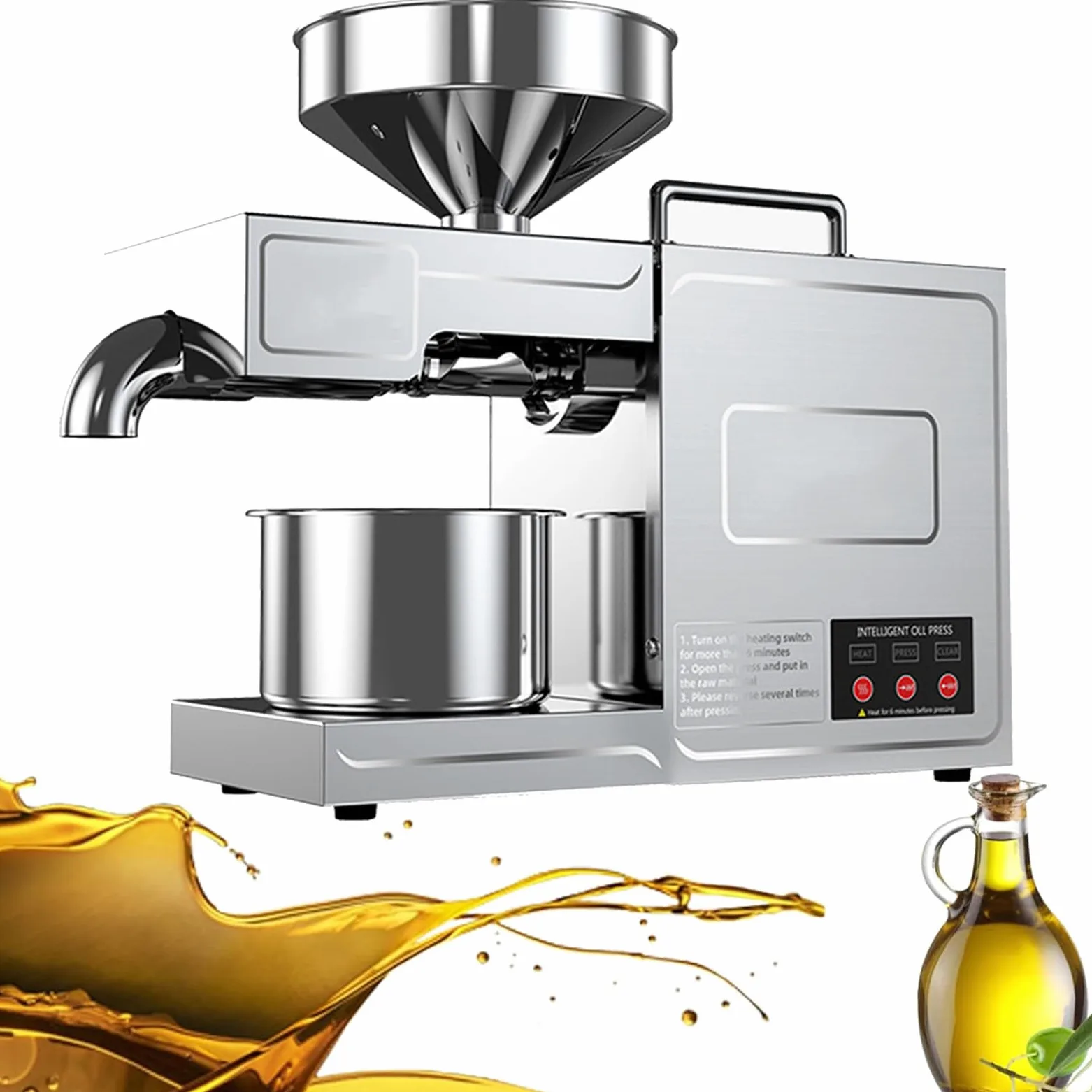 frantoio per Olive da casa Macchina per la spremitura a Freddo pressa per Olio Commerciale per Uso Domestico 820w capacità Lavorazione 5~7 kg all'ora Adatto per Noci Noci Semi Lino Man