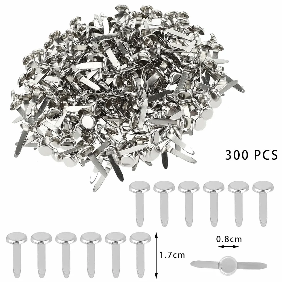 300 Pezzi Fermacampioni Argento Metallo per Scrapbooking Fai da Te