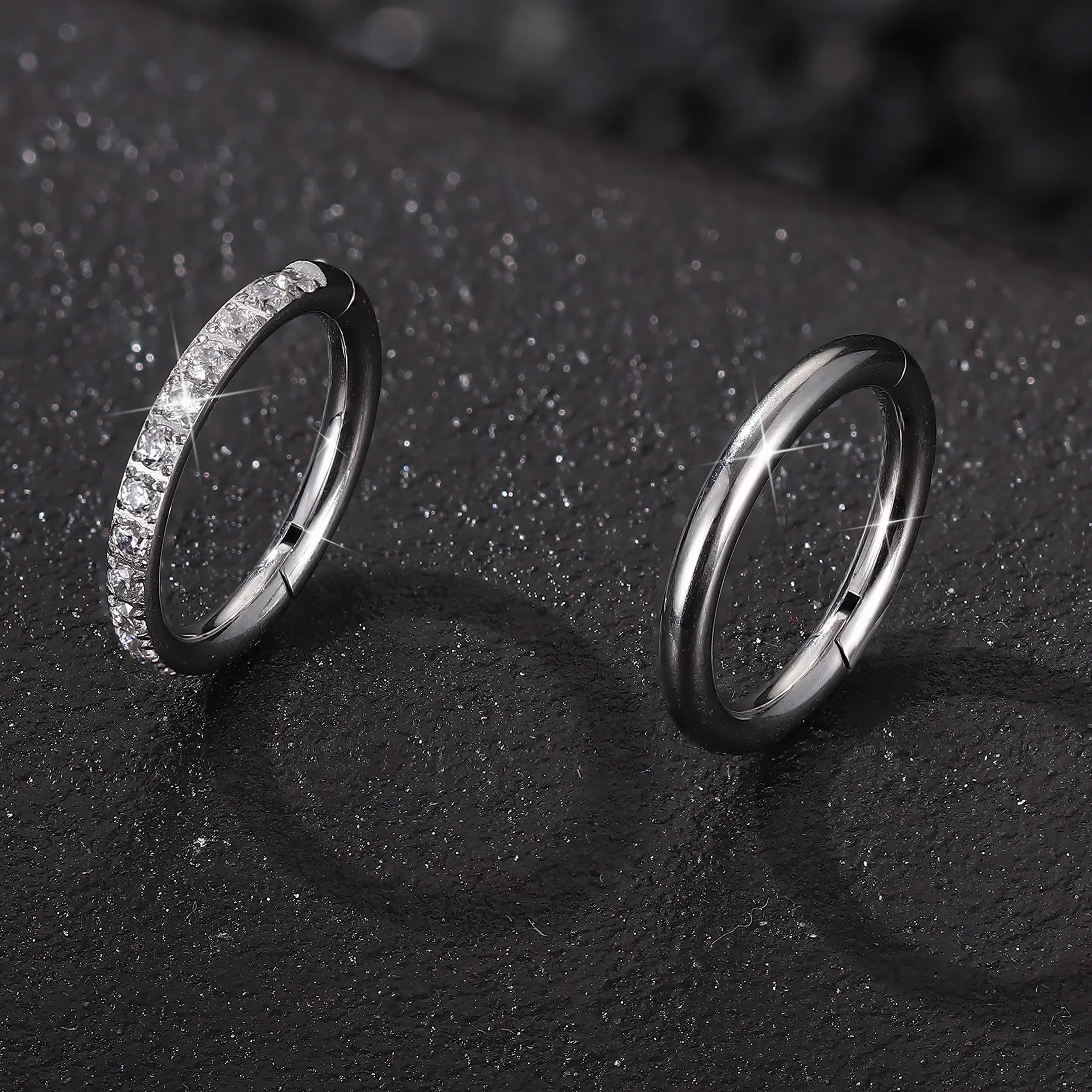 Diamday 2 Pezzi 14G Piercing Ombelico Acciaio Chirurgico Donna Pendenti Anello Farfalla Cuore Stella Argento Gioielli