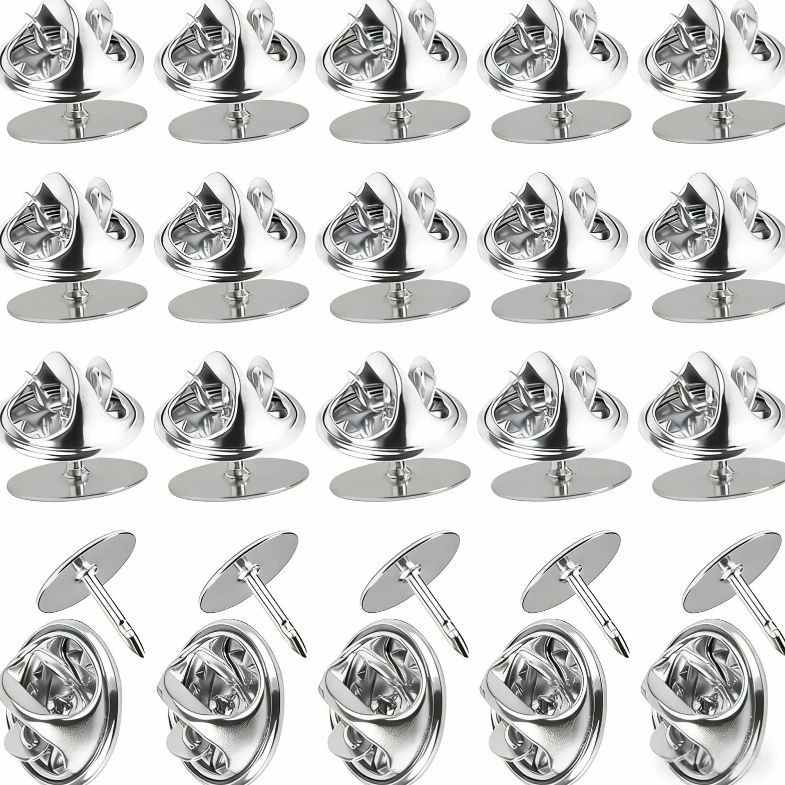 Frizione per Pin Farfalla,50 Pairs Chiusure a Farfalla con Vuoto,Butterfly Clutch Tie Tacks per Artigianato e Gioielli Making (Argento)