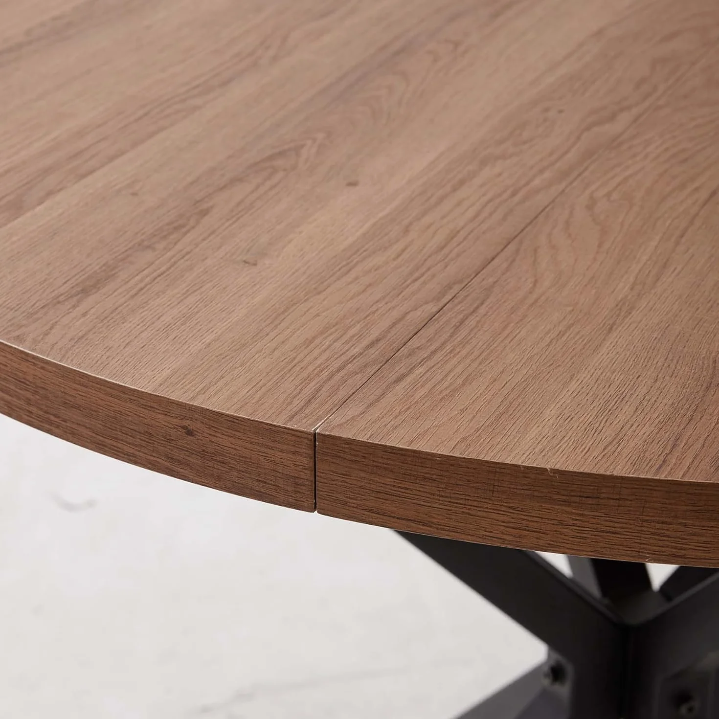 Set Sala da Pranzo, Tavolo da Pranzo Rotondo 100cm con 4 Sedia da Pranzo Imbottita in Vello Olandese, Ideale per Cucina, Soggiorno, Sala da Pranzo (Legno Scuro+Nero (Vello Olandese))