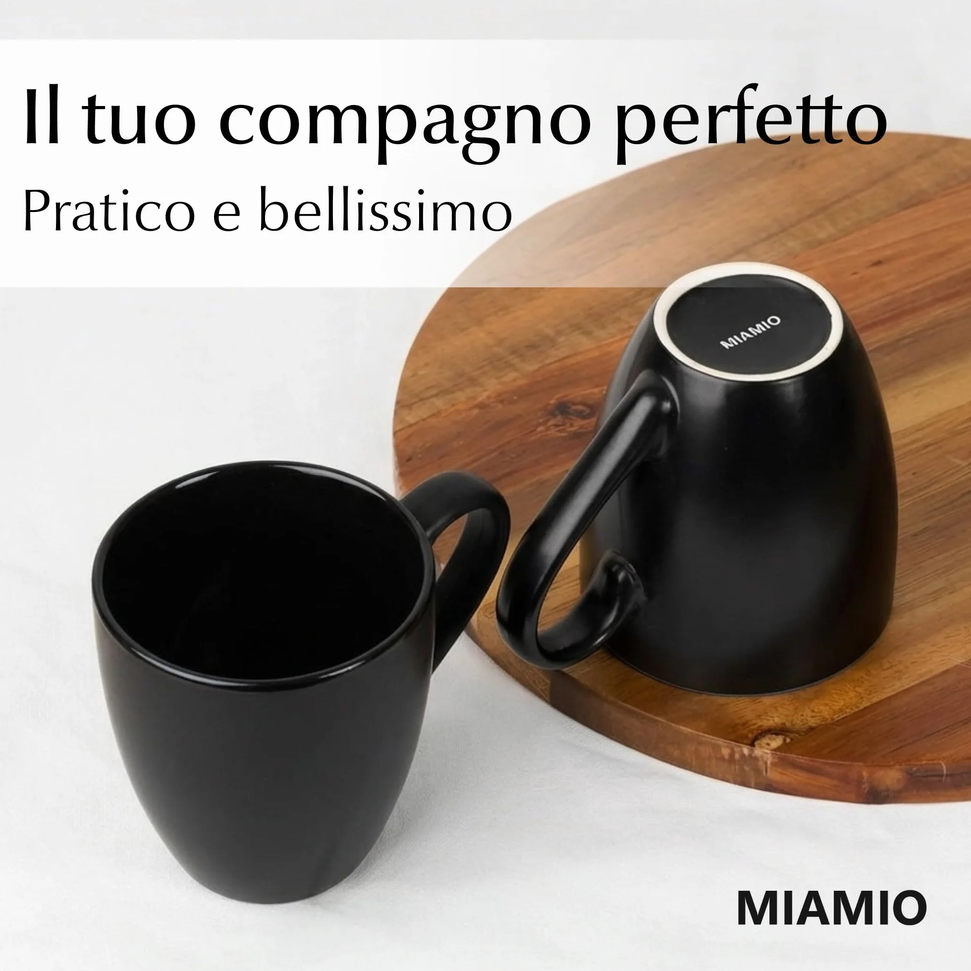 MIAMIO Le Papillon Collezione Set di Tazze da Caffè 6 x 350 ml Nero