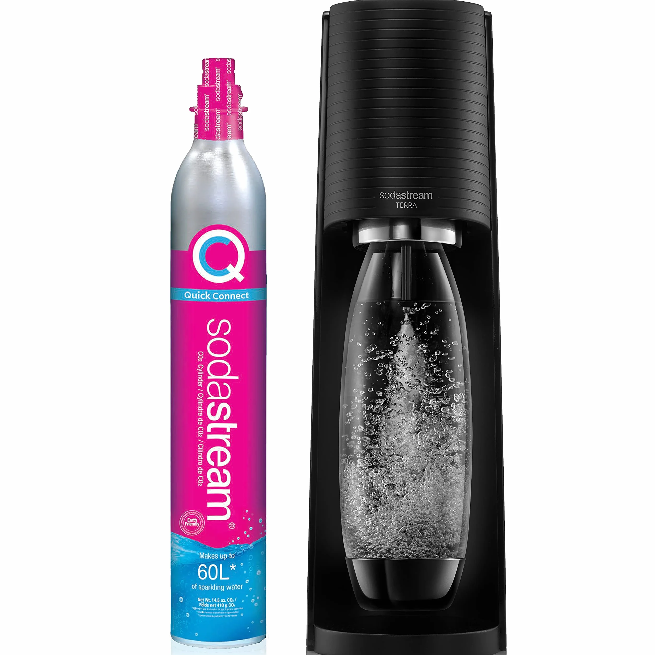 SodaStream Terra Macchina per acqua frizzante Nero con CO2 bottiglia lavabile in lavastoviglie