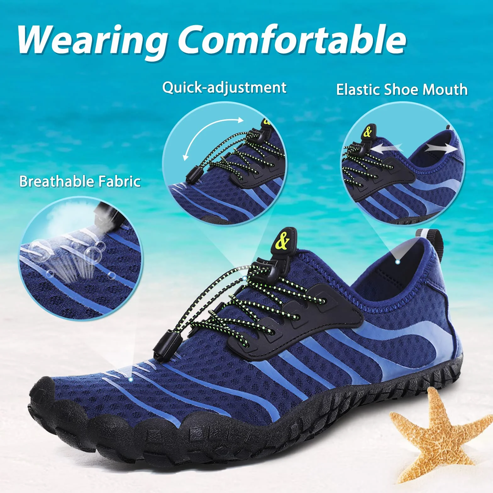 Scarpe da Acqua Unisex Uomo Donna Spiaggia Immersione Surf a Piedi Nudi Quick Dry Leggero Sport Diving Piscina