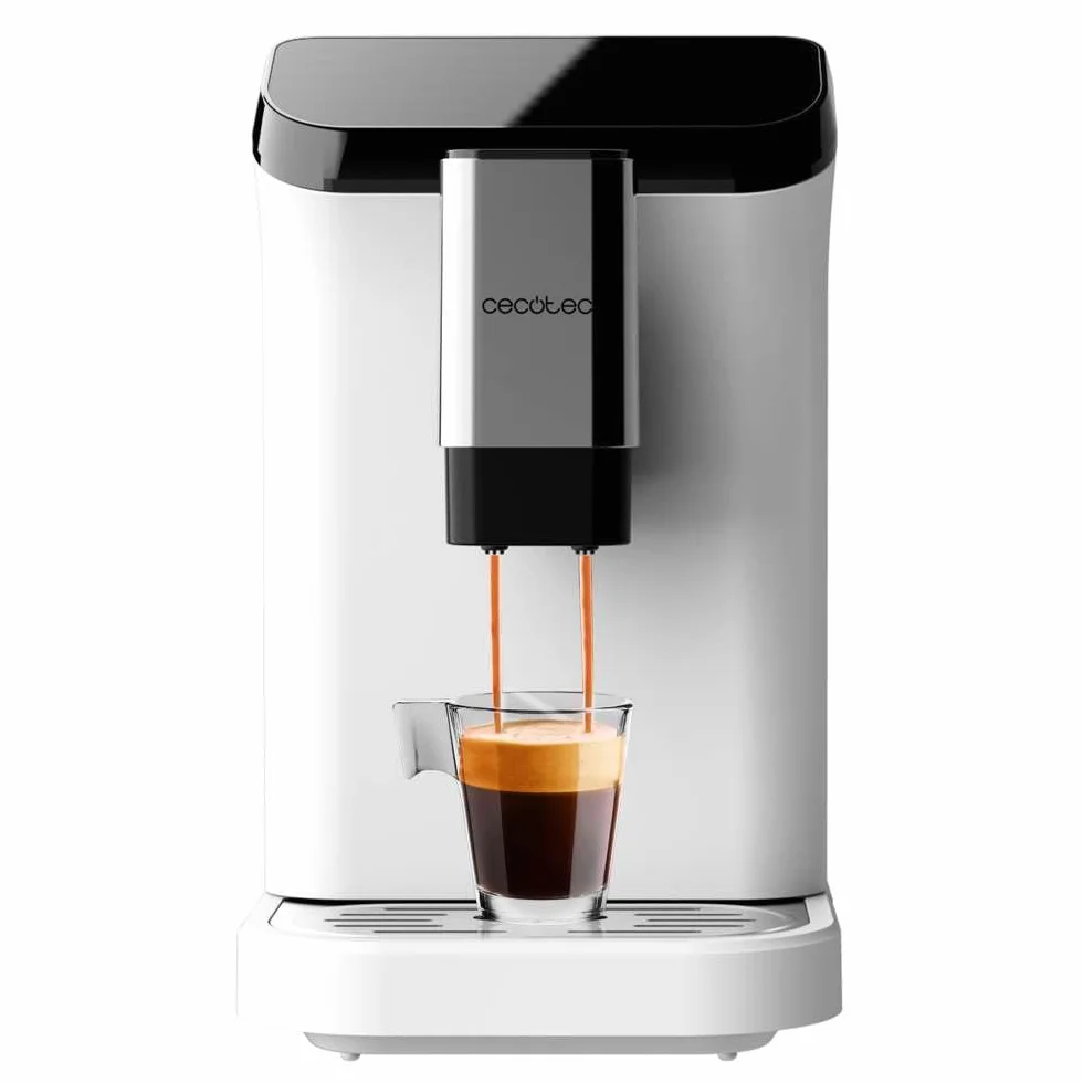 Cecotec Macchina da Caffè Superautomatica Cremmaet Macchia White. 1350 W, Thermoblock, Pompa di Pressione da 19 bar, Sistema Plug&Play, Serbatoio di Caffè con Macinacaffè Integrato