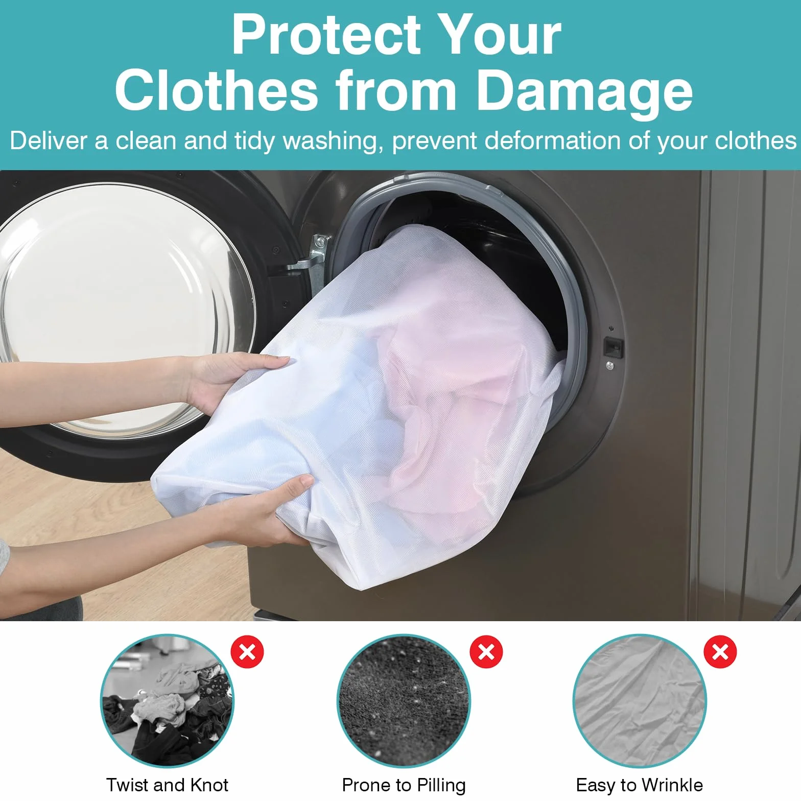 OTraki 2 Pezzi Sacchetti Lavatrice Biancheria 60x80cm Retina per Biancheria, Laundry Bag Con Cerniera Nascosta, Rete Resistente con Manico Sacchetti per Lavatrice per Camicie Vestiti per Bambini