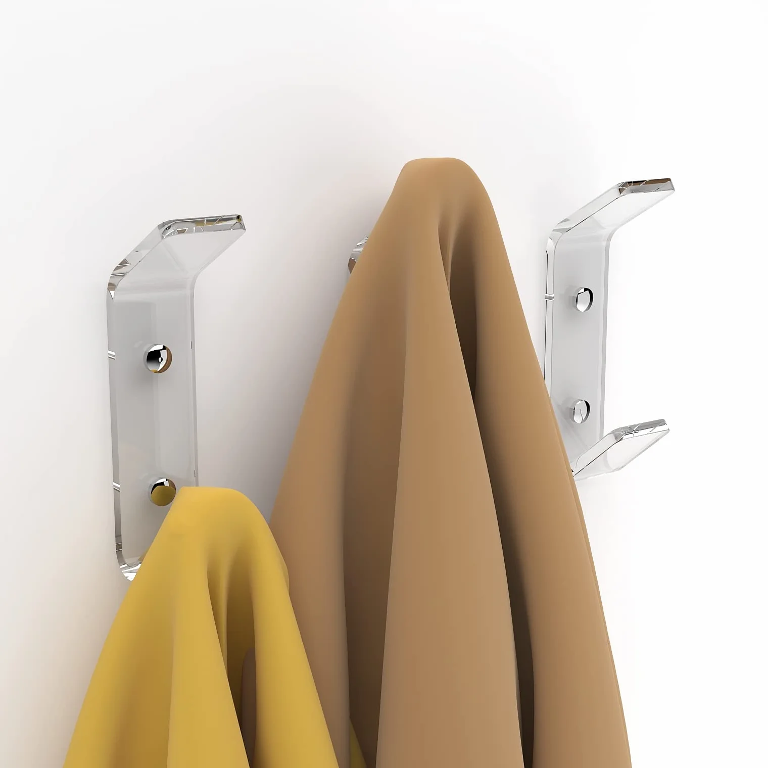 AGPLEX - Appendiabiti da Parete in vetro acrilico, Appendini da muro dal Design Moderno (3 Ganci)