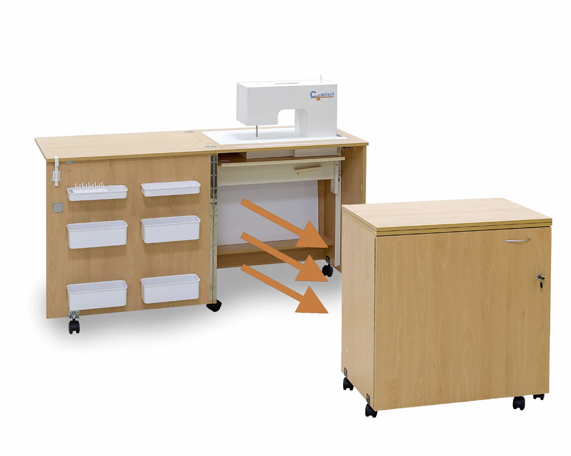 Comfort 1 | Mobiletto per Macchina da Cucire | (Lakeland Acaia Light, L (Air-lift 10 to 15 kg))
